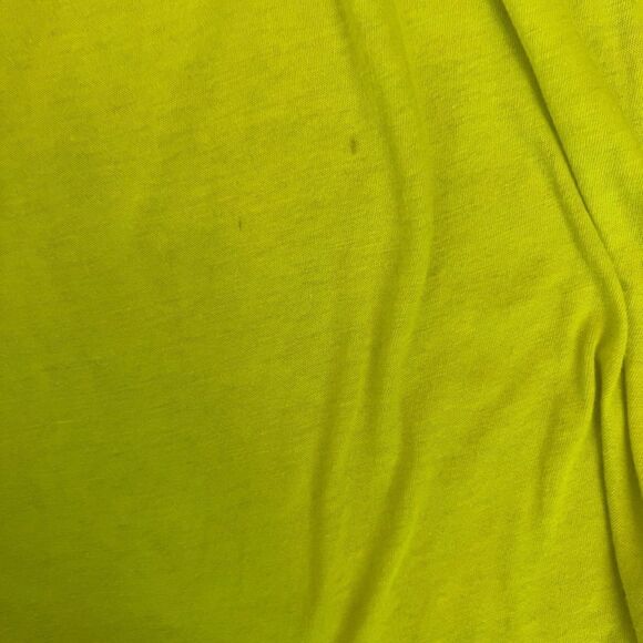 CALVIN KLEIN JEANS Neon Green Flutter Sleeve Scoop Neck Embellished Neck Tee M - Picture 7 of 9